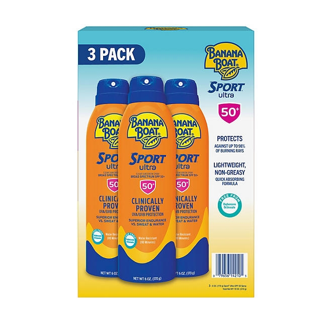 Banana Boat Sport Ultra Sunscreen Spray, SPF 50, 6 oz., 3 pk. - Image 2