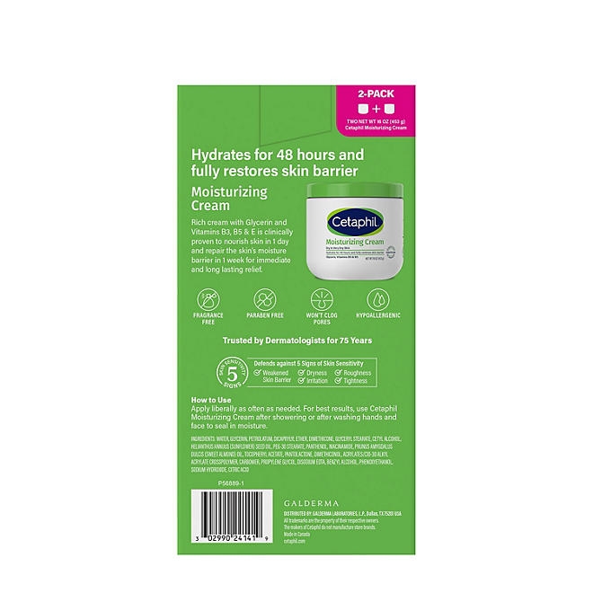 Cetaphil Moisturizing Cream, 16 oz., 2 pk. - Image 3