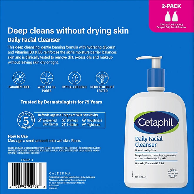 Cetaphil Daily Facial Cleanser, 20 fl. oz., 2 pk. - Image 3