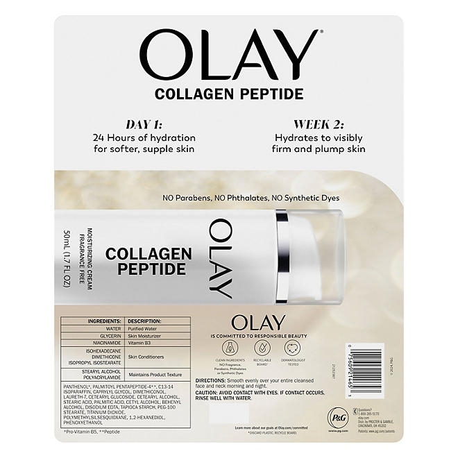 Olay Collagen Peptide Facial Moisture Cream, 1.7 fl. oz., 2 pk. - Image 11