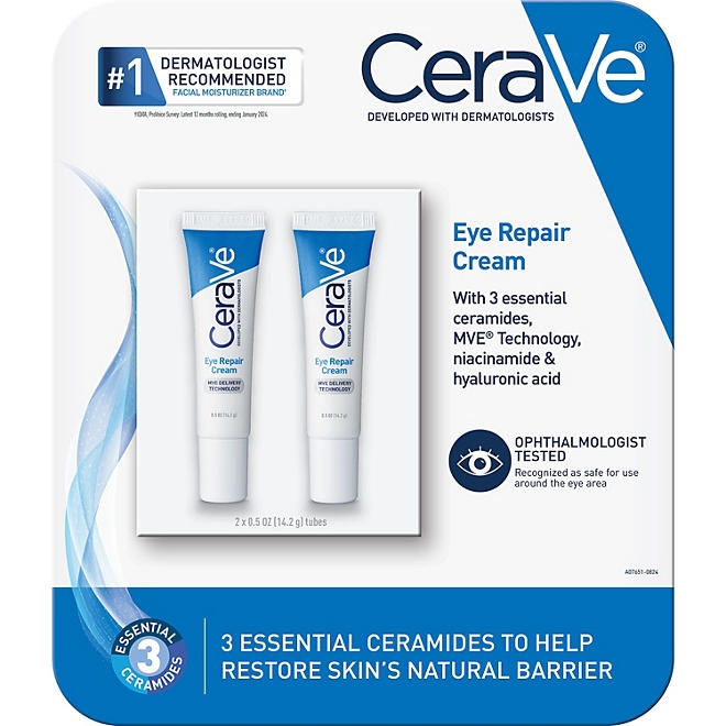 CeraVe Eye Repair Cream for Dark Circles & Puffiness, .5 oz., 2 pk. - Image 2