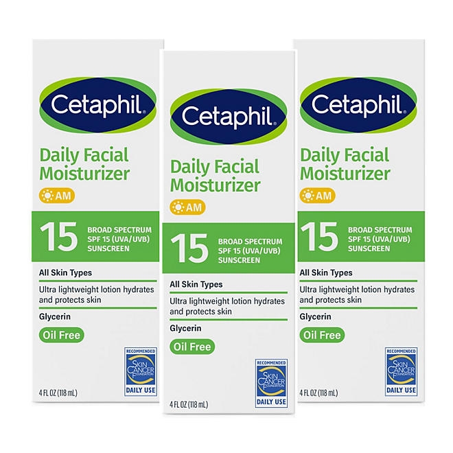 Cetaphil Daily Facial Moisturizer with Sunscreen, SPF 15, 4 fl. oz., 3 pk. - Image 2