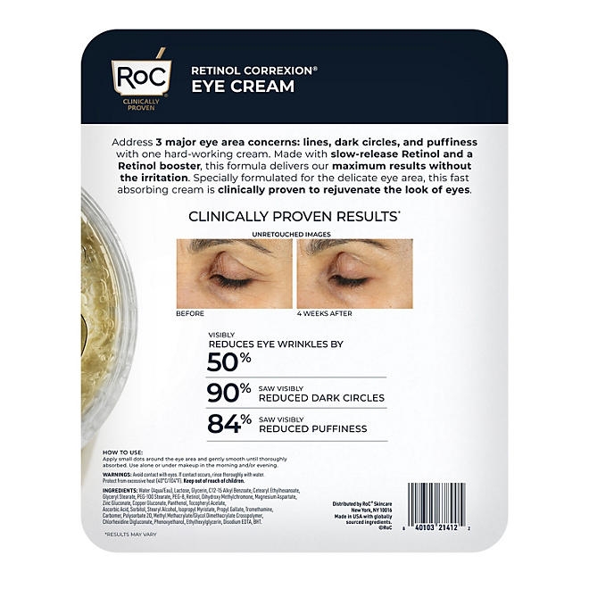 RoC Retinol Correxion Line Smoothing Eye Cream, 0.5 fl. oz., 2 pk. - Image 9