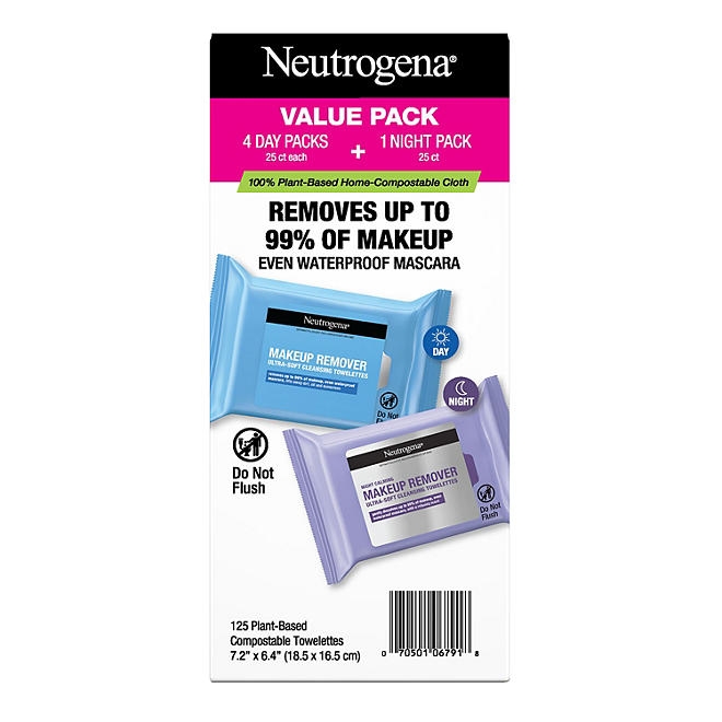 Neutrogena Makeup Remover & Night Calming Cleansing Towelettes, 25 ct., 5 pk. - Image 2