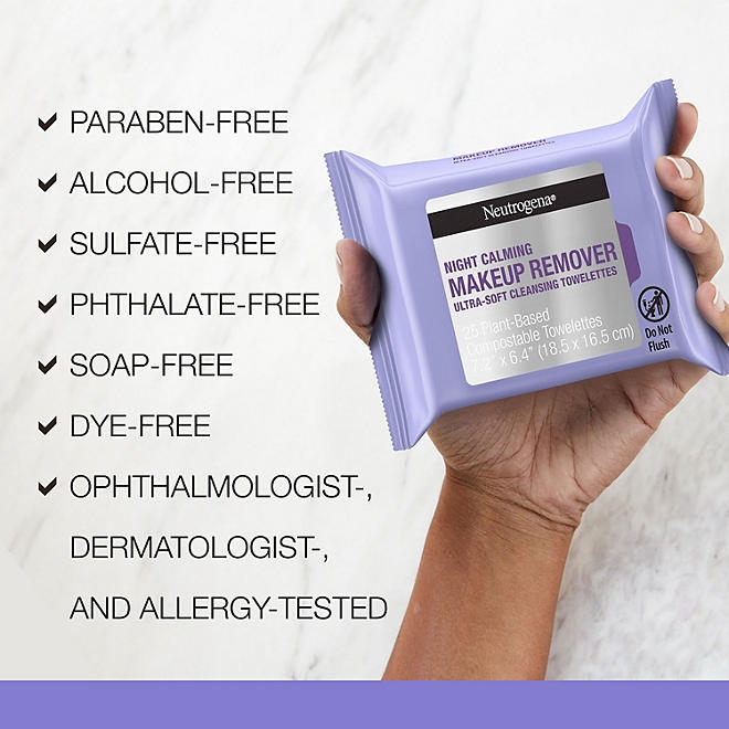 Neutrogena Makeup Remover & Night Calming Cleansing Towelettes, 25 ct., 5 pk. - Image 7