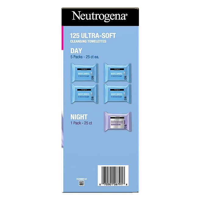 Neutrogena Makeup Remover & Night Calming Cleansing Towelettes, 25 ct., 5 pk. - Image 10