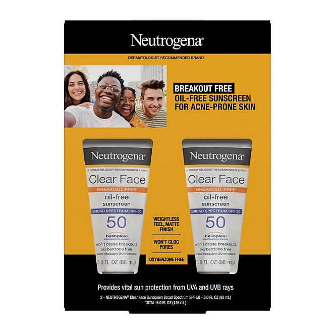 Neutrogena Clear Face Sunscreen, SPF 50, 3 oz., 2 pk. - Image 2