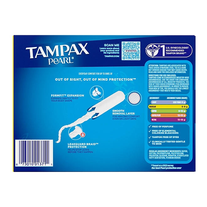 Tampax Pearl Regular Tampons, 96 ct. - Image 10