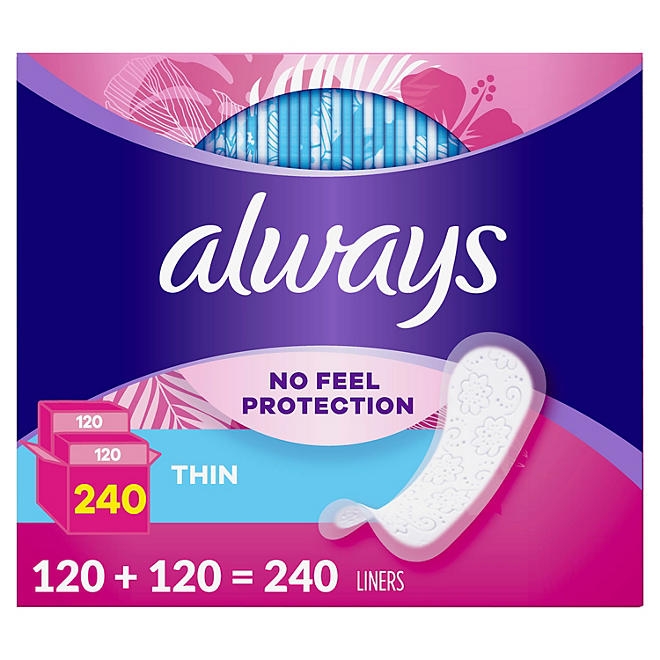 Always Daily Thin Liners, Unscented, Regular, 240 ct. - Image 3