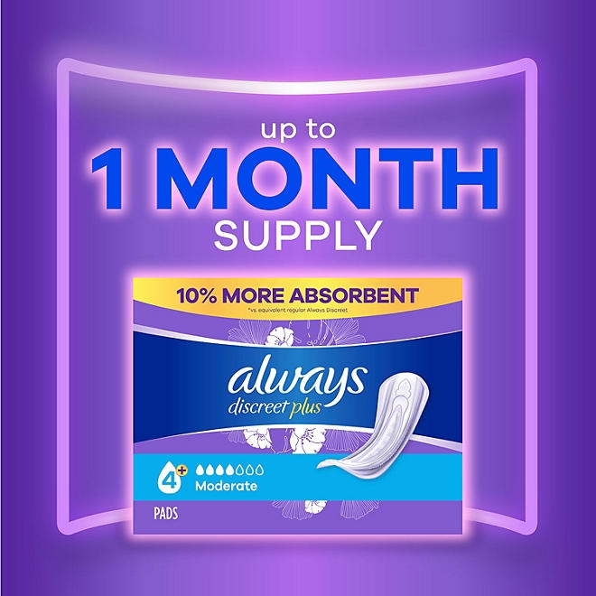 Always Discreet plus Incontinence Pads for Women, Moderate, 153 ct. - Image 10