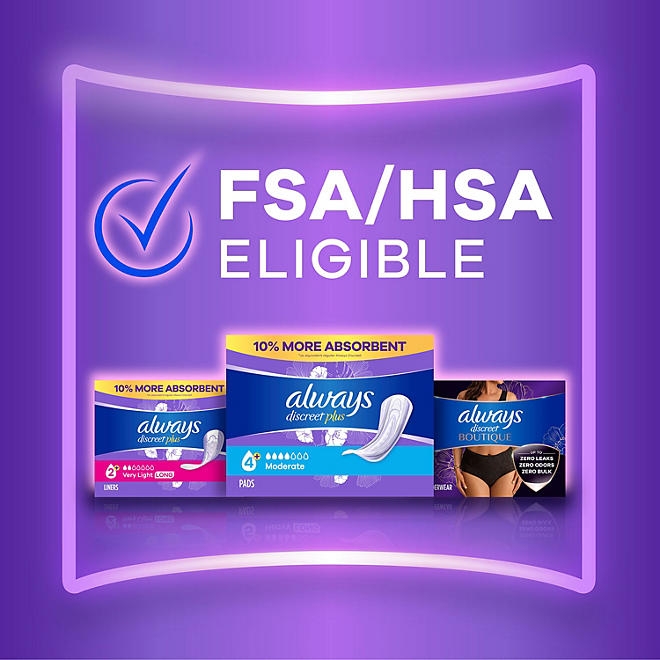 Always Discreet plus Incontinence Pads for Women, Moderate, 153 ct. - Image 11