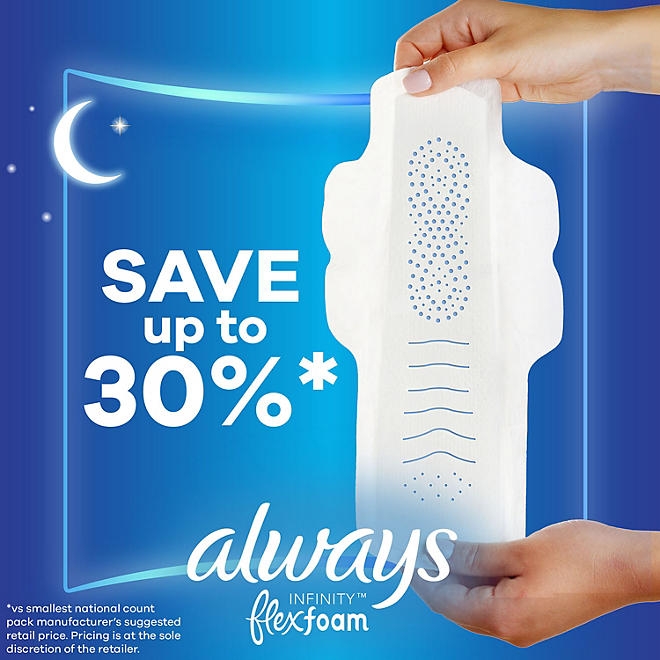 Always Infinity FlexFoam Overnight Pads with Wings, Unscented - Size 4, 64 ct. - Image 3