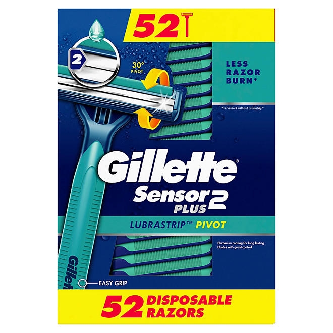 Gillette Sensor2 Plus Lubrastrip Pivoting Head Disposable Razors, 52 ct. - Image 9