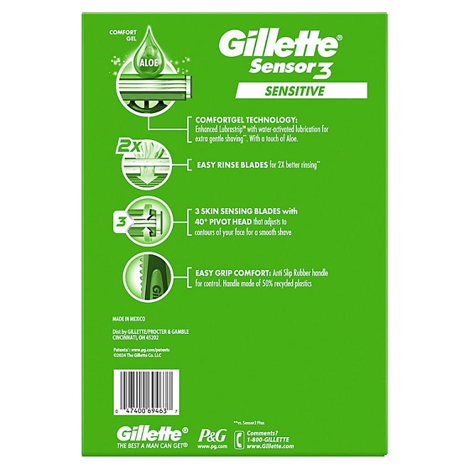 Gillette Sensor3 Sensitive Men's Disposable Razor, 24 ct. - Image 9