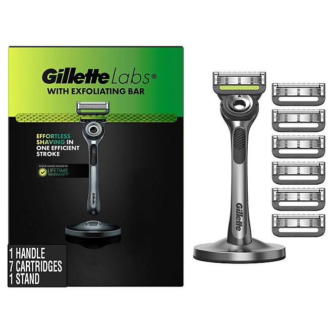 GilletteLabs Men's Razor with Exfoliating Bar - 1 Handle, 7 Refills, 1 Premium Magnetic Stand - Image 2