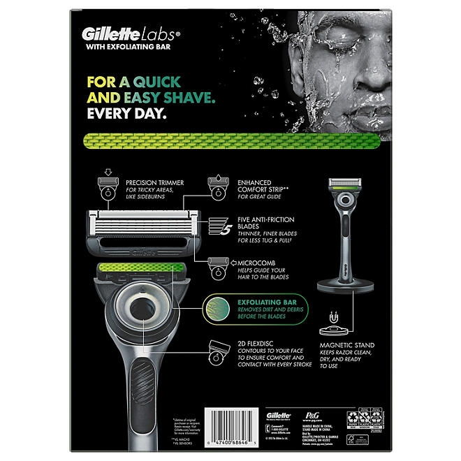 GilletteLabs Men's Razor with Exfoliating Bar - 1 Handle, 7 Refills, 1 Premium Magnetic Stand - Image 7
