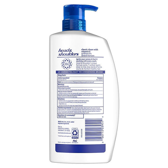 Head & Shoulders Classic Clean Anti-Dandruff Shampoo, 38.8 fl. oz. - Image 3
