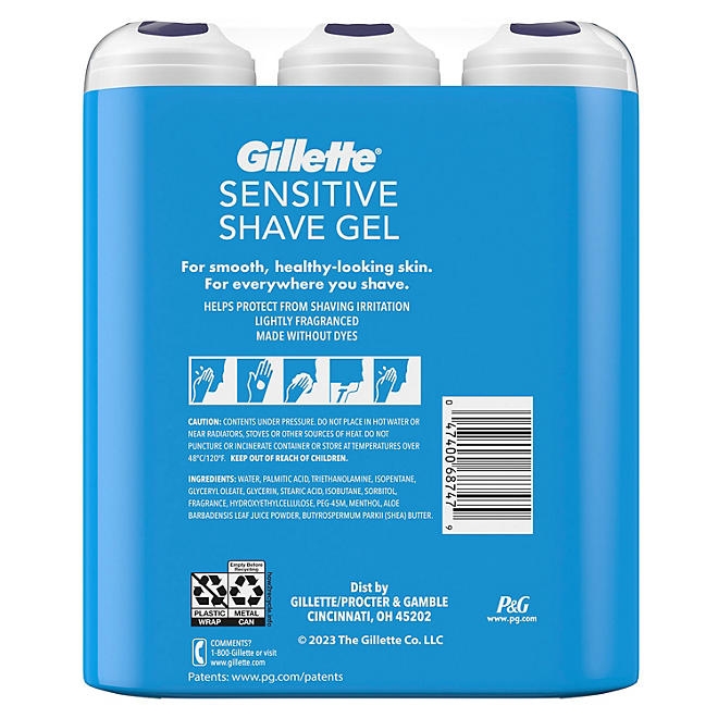 Gillette Sensitive Shave Gel with Aloe & Shea Butter, 7 oz., 3 pk. - Image 8