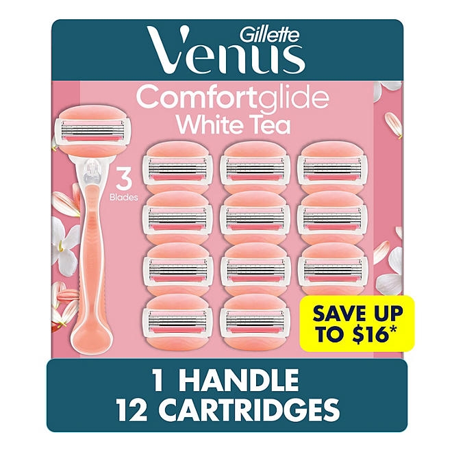 Venus Comfortglide Women's Razor Handle + 12 Cartridges, White Tea - Image 2