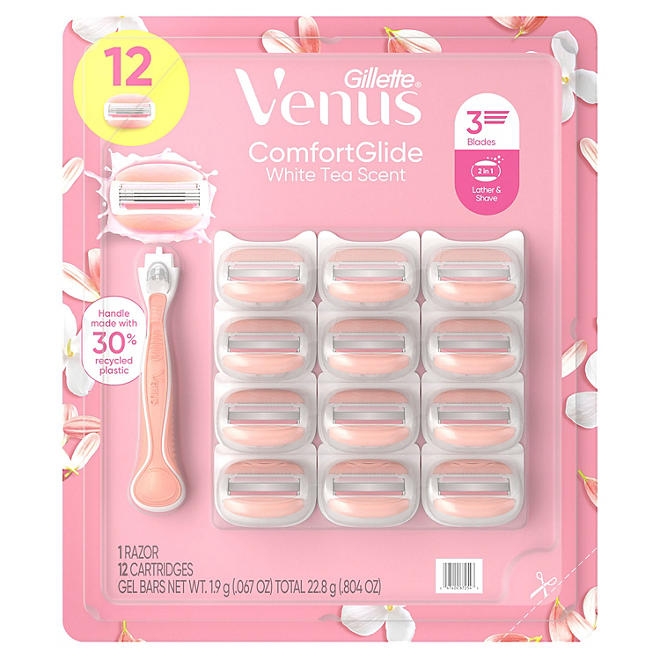Venus Comfortglide Women's Razor Handle + 12 Cartridges, White Tea - Image 10