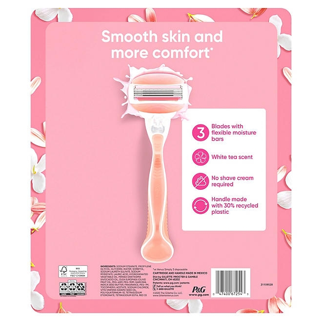 Venus Comfortglide Women's Razor Handle + 12 Cartridges, White Tea - Image 11