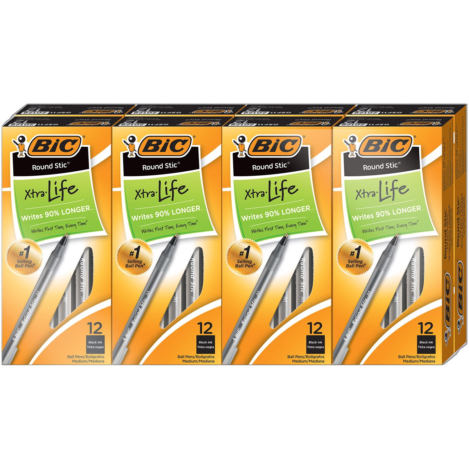 BIC Round Stic Xtra Life, Medium Point, 96 ct., Black - Image 2