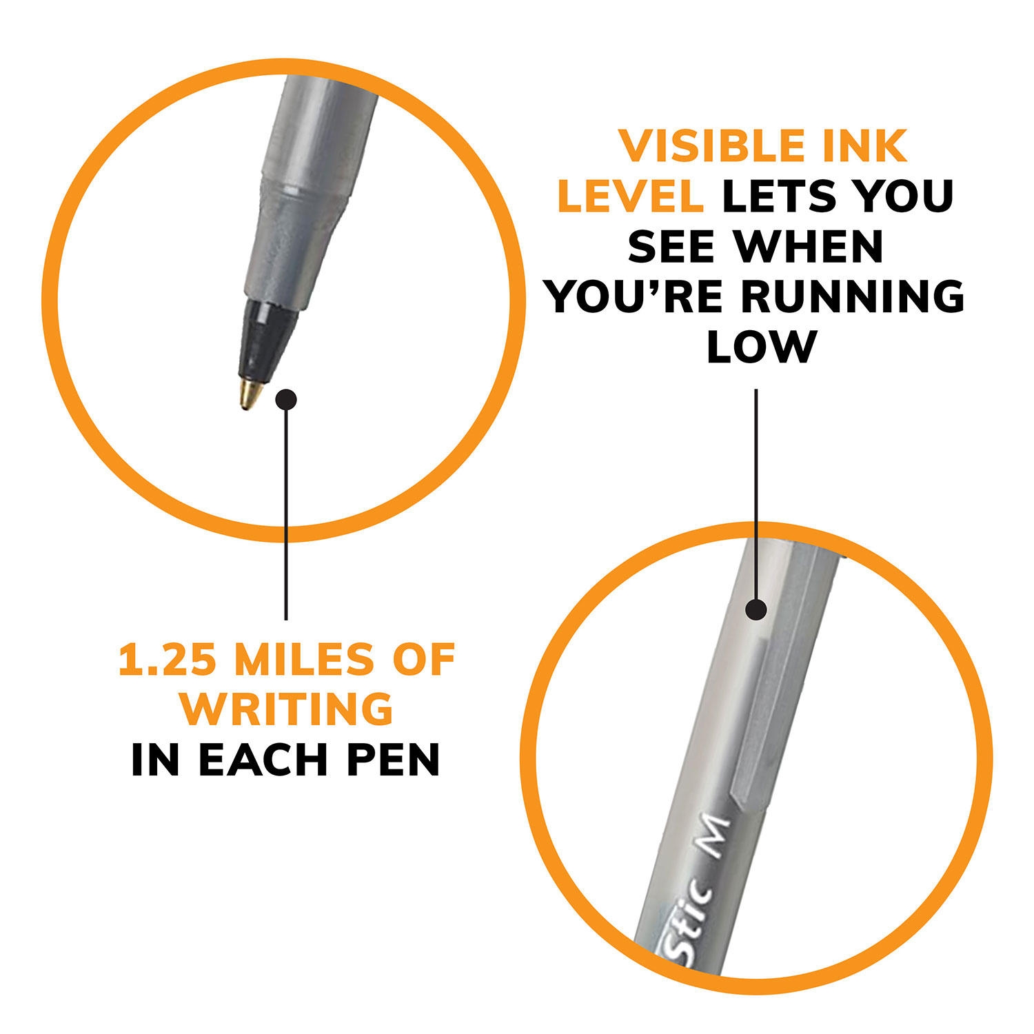 BIC Round Stic Xtra Life, Medium Point, 96 ct., Black - Image 4