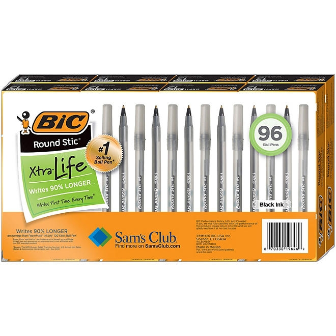BIC Round Stic Xtra Life, Medium Point, 96 ct., Black - Image 10