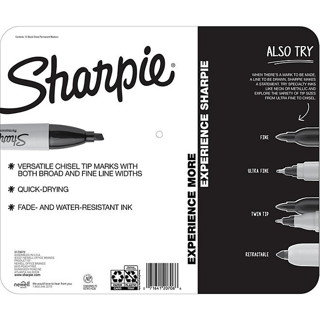 Sharpie Chisel Tip Permanent Markers, Black 12 ct. - Image 3