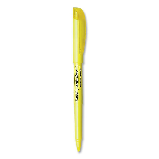 BIC Brite Liner Highlighter, Chisel Tip, Fluorescent Yellow, 12pk. - Image 3