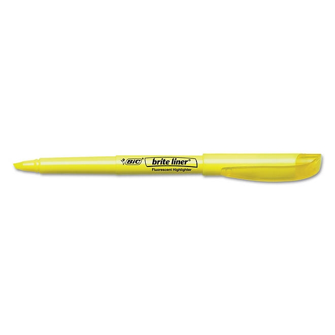 BIC Brite Liner Highlighter, Chisel Tip, Fluorescent Yellow, 12pk. - Image 4