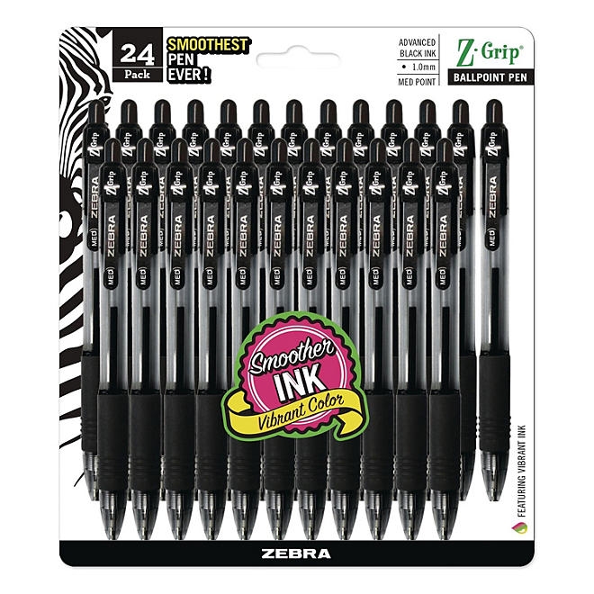 Zebra - Z-Grip Retractable Ballpoint Pen, Black Ink, Medium - 24/Pack - Image 3