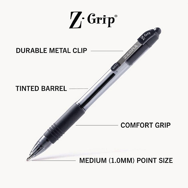Zebra - Z-Grip Retractable Ballpoint Pen, Black Ink, Medium - 24/Pack - Image 4