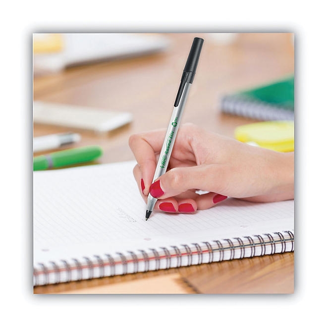 BIC Ecolutions Round Stic Ballpoint Pen, 1mm, Medium, Black Ink, 50ct. - Image 5