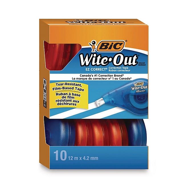 BIC Wite-Out EZ Correct Correction Tape, Non-Refillable, 1/6" x 472", 10 pk. - Image 2