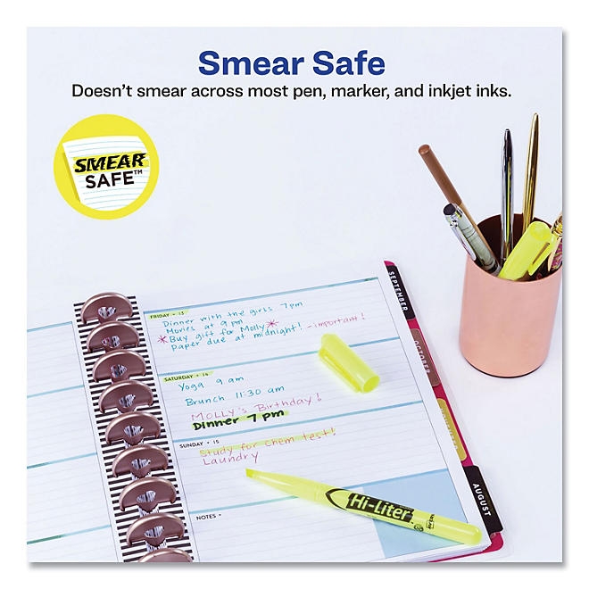 Avery HI-LITER Pen-Style Highlighters, Chisel Tip, Fluorescent Yellow, Dozen - Image 3