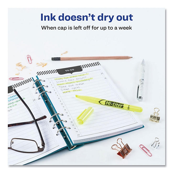 Avery HI-LITER Pen-Style Highlighters, Chisel Tip, Fluorescent Yellow, Dozen - Image 5