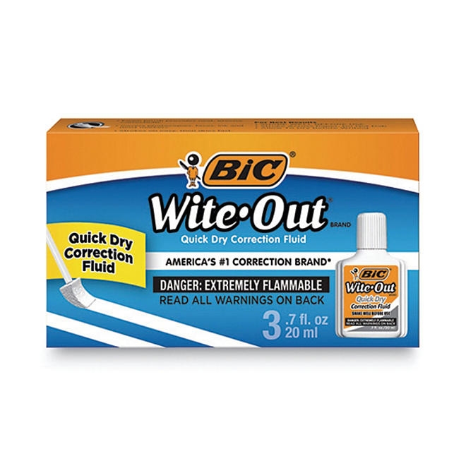 BIC Wite-Out Quick Dry Correction Fluid, 20 ml Bottle, White, 3pk. - Image 2