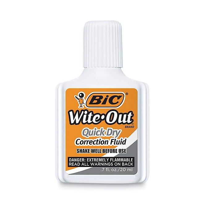 BIC Wite-Out Quick Dry Correction Fluid, 20 ml Bottle, White, 3pk. - Image 3
