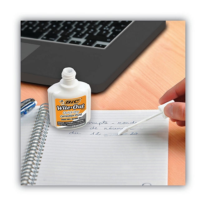 BIC Wite-Out Quick Dry Correction Fluid, 20 ml Bottle, White, 3pk. - Image 5
