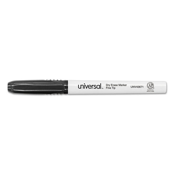 Universal® Pen Style Dry Erase Marker, Fine/Bullet Tip, Black, Dozen - Image 8