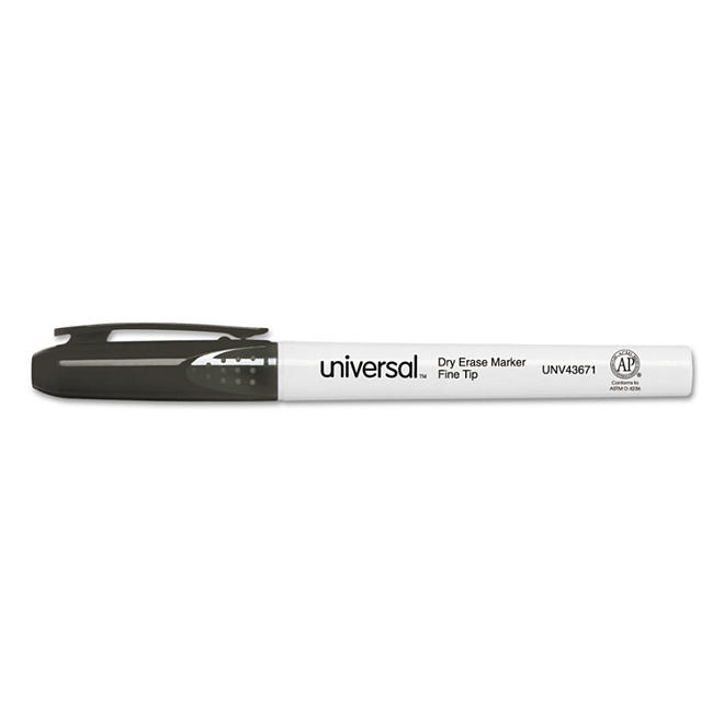 Universal® Pen Style Dry Erase Marker, Fine/Bullet Tip, Black, Dozen - Image 9