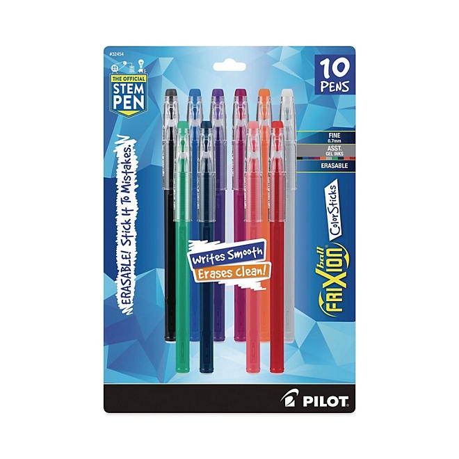 Pilot FriXion ColorSticks Erasable Gel Pen, Stick, Fine 0.7 mm, Assorted Ink and Barrel Colors, 10/Pack - Image 2