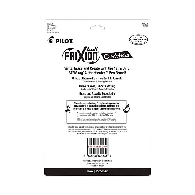 Pilot FriXion ColorSticks Erasable Gel Pen, Stick, Fine 0.7 mm, Assorted Ink and Barrel Colors, 10/Pack - Image 4