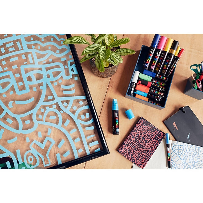 Uni POSCA PC-5M Water-Based Paint Markers, Medium Point (1.8-2.5mm), Assorted Colors, 16 Pack - Image 9