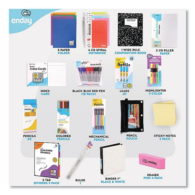 enday Back to School Supplies Kit for High School/College - Image 3