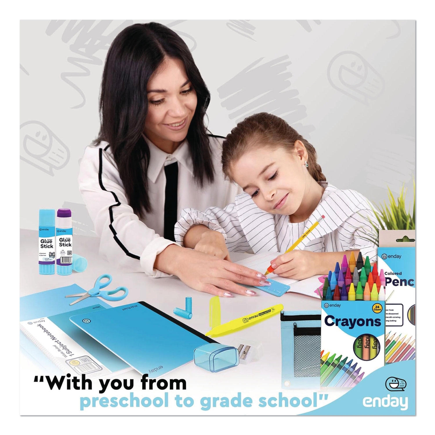 enday Back to School Supplies Kit for Grades K-5, Choose Color - Image 5