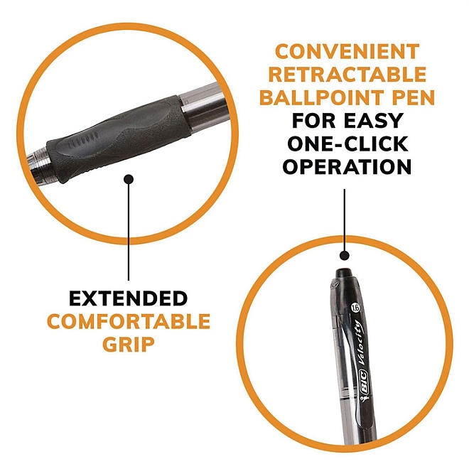 BIC Velocity Retractable Ball Pen, 1.6 mm, Black, 36 pk. - Image 10