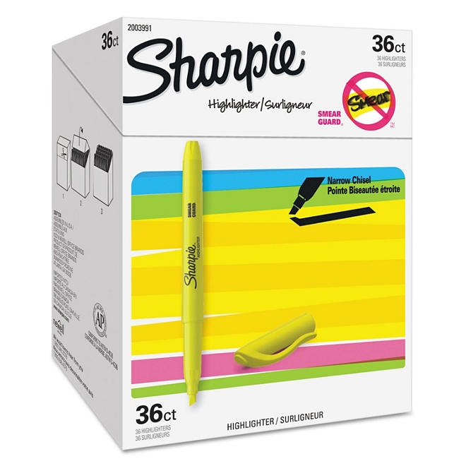 Sharpie Pocket Highlighters - Office Pack, Chisel Tip, Yellow, 36 per pack - Image 2