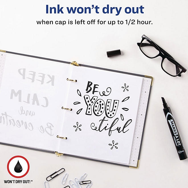 Avery MARKS A LOT Large Desk-Style Permanent Marker Value Pack, Broad Chisel Tip, Black, 36/Pack - Image 5